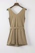 Button V Neck Romper With Belt